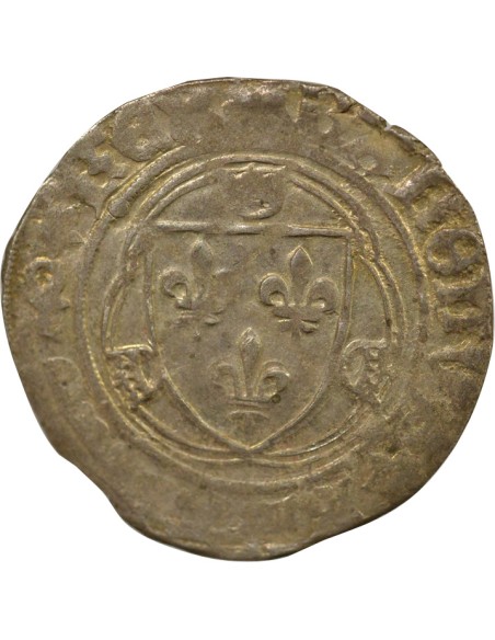 Charles VIII à la Couronne 1 blanc Billon 1488-1498 B Rouen