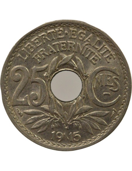 Souligné 25 centimes Nickel 1915 A Paris
