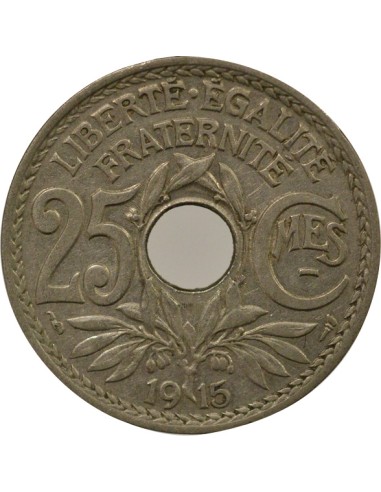 Souligné 25 centimes Nickel 1915 A Paris