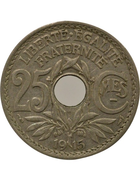 Souligné 25 centimes Nickel 1915 A Paris
