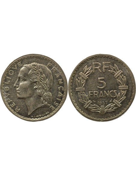 Lavrillier 5 francs Nickel 1937 (1939) A Paris