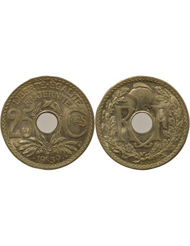 avec Points 25 centimes Maillechort 1939 A Paris
