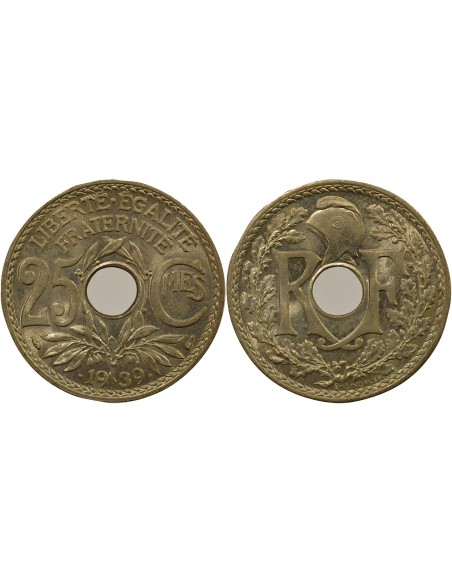 avec Points 25 centimes Maillechort 1939 A Paris
