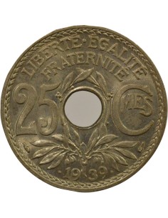 avec Points 25 centimes Maillechort 1939 A Paris 2