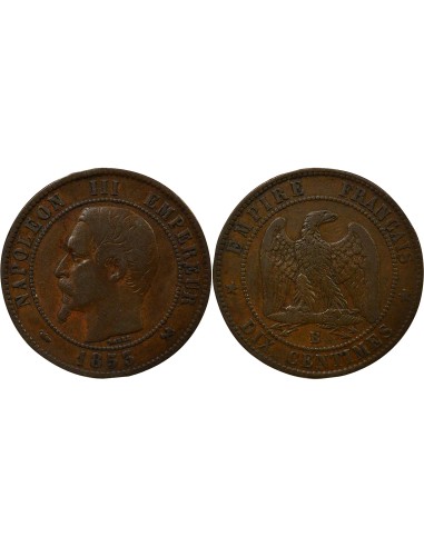Napoléon III Tête nue 10 centimes Bronze 1853 B Rouen