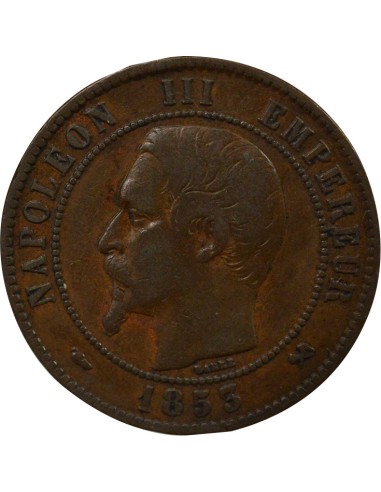Napoléon III Tête nue 10 centimes Bronze 1853 B Rouen