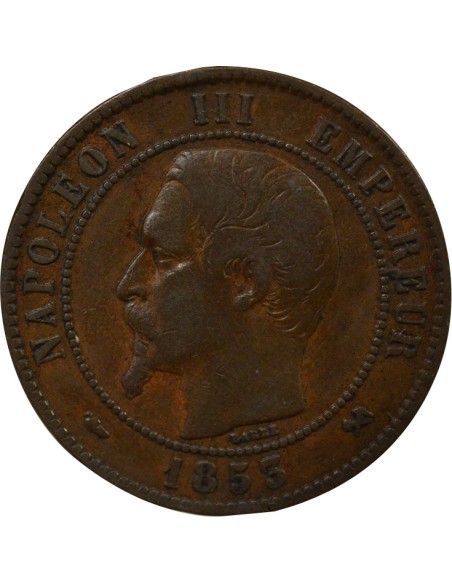 Napoléon III Tête nue 10 centimes Bronze 1853 B Rouen