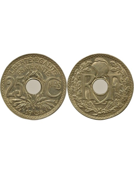 avec Points 25 centimes Maillechort 1938 A Paris