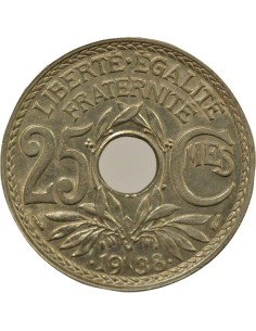 avec Points 25 centimes Maillechort 1938 A Paris 2