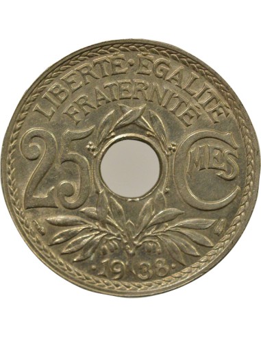 avec Points 25 centimes Maillechort 1938 A Paris