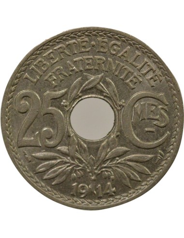 Souligné 25 centimes Nickel 1914 A Paris
