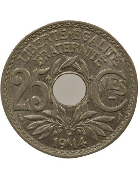 Souligné 25 centimes Nickel 1914 A Paris