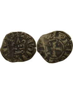 Philippe IV A l'O rond 1 denier tournois Billon 1280-1290