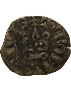 Philippe IV A l'O rond 1 denier tournois Billon 1280-1290 2
