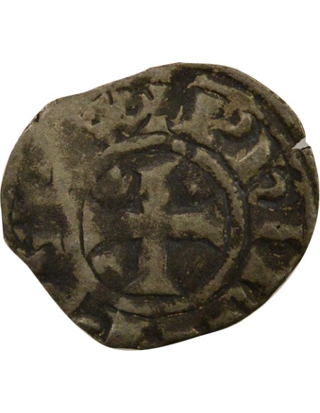 Philippe IV A l'O rond 1 denier tournois Billon 1280-1290
