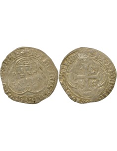 Charles VIII à la Couronne 1 blanc Billon 1488-1498 Tournai