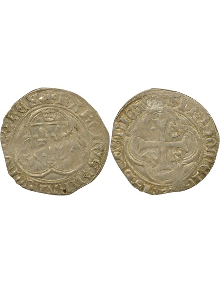 Charles VIII à la Couronne 1 blanc Billon 1488-1498 Tournai