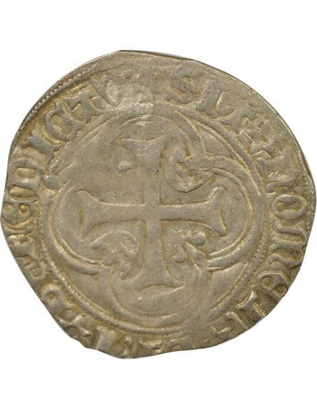 Charles VIII à la Couronne 1 blanc Billon 1488-1498 Tournai