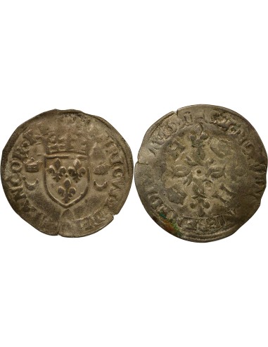 Henri II aux Croissants 1 douzain Billon 1551 A - Paris