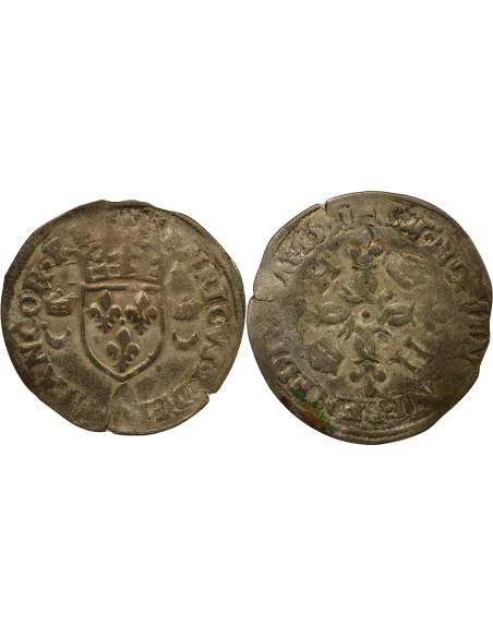 Henri II aux Croissants 1 douzain Billon 1551 A - Paris