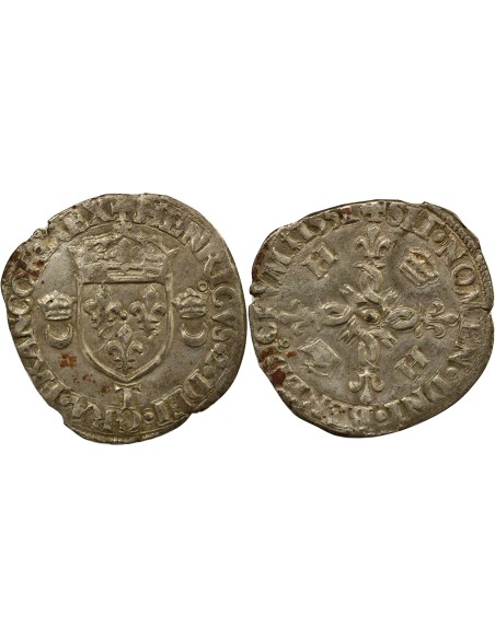 Henri II aux Croissants 1 douzain Billon 1551 T Nantes