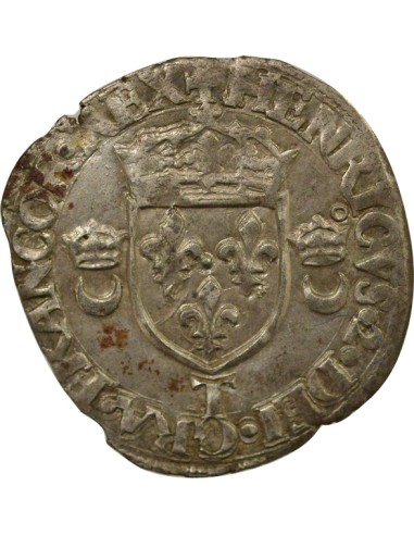 Henri II aux Croissants 1 douzain Billon 1551 T Nantes