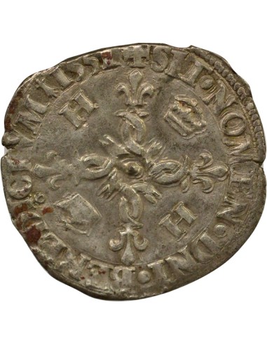 Henri II aux Croissants 1 douzain Billon 1551 T Nantes
