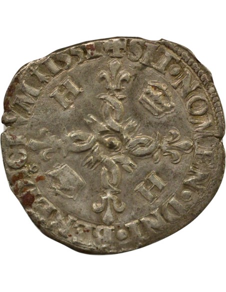 Henri II aux Croissants 1 douzain Billon 1551 T Nantes