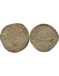 Henri III aux Deux H 1 douzain Billon 1588 C Saint-Lô