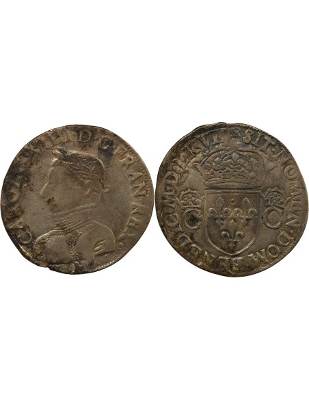 Charles IX 2e Type 1 teston Argent 1567 M Toulouse