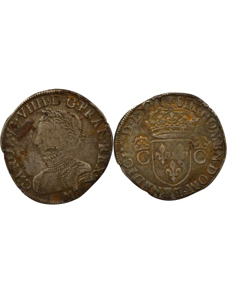 Charles IX 2e Type 1 teston Argent 1566 M Toulouse
