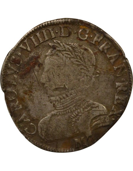 Charles IX 2e Type 1 teston Argent 1566 M Toulouse