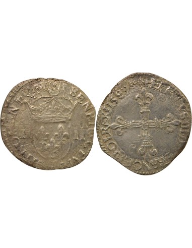Henri III Henri III - 1/4 Ecu Argent - 1589 H La Rochelle 1/4 écu Argent 1589 H La Rochelle