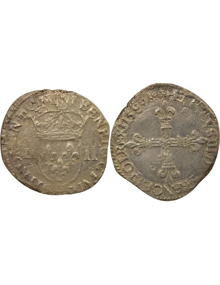 Henri III Henri III - 1/4 Ecu Argent - 1589 H La Rochelle 1/4 écu Argent 1589 H La Rochelle