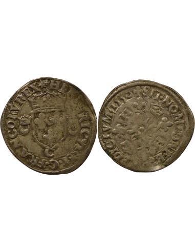 Henri II aux Croissants 1 douzain Billon 1550 C Saint-Lô