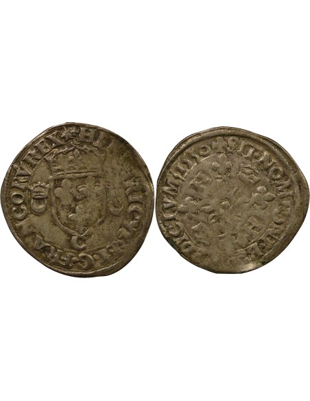 Henri II aux Croissants 1 douzain Billon 1550 C Saint-Lô