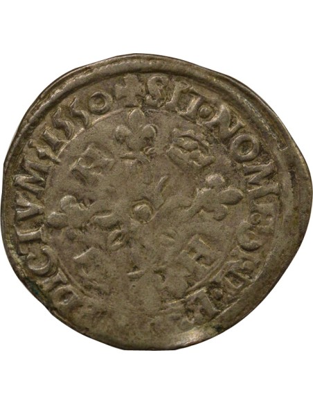 Henri II aux Croissants 1 douzain Billon 1550 C Saint-Lô