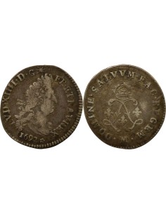 Louis XIV aux Deux L 4 sols Argent 1692 M Toulouse