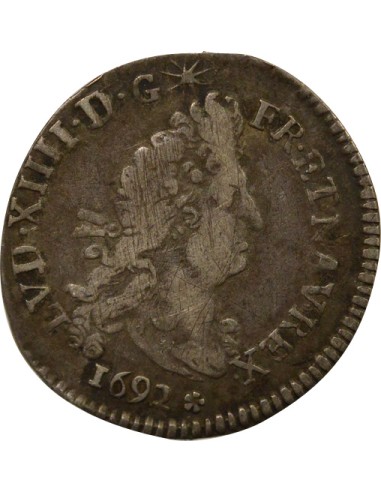 Louis XIV aux Deux L 4 sols Argent 1692 M Toulouse