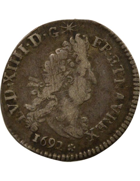 Louis XIV aux Deux L 4 sols Argent 1692 M Toulouse