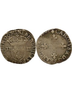 Charles X Cardinal de Bourbon Henri IV - 1/4 Ecu Argent