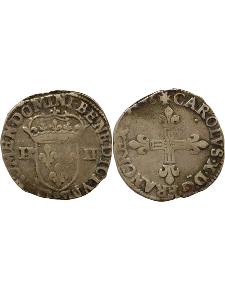 Charles X Cardinal de Bourbon Henri IV - 1/4 Ecu Argent