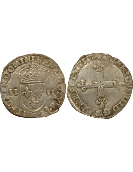 Henri III Henri III - 1/4 Ecu Argent - 1588/7 L Bayonne 1/4 écu Argent 1588/7 L Bayonne
