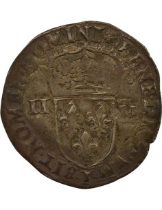 Charles X Cardinal de Bourbon au nom de Charles X 1/4 écu Argent 1594 T Nantes 2