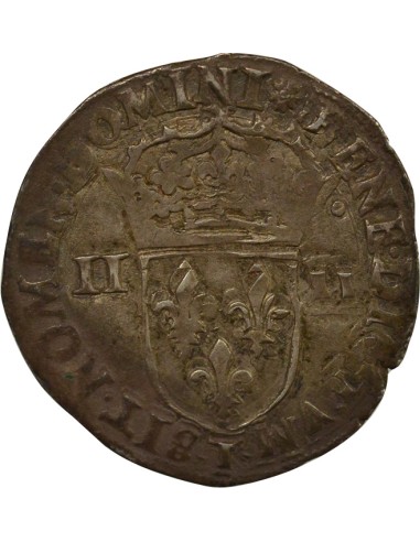Charles X Cardinal de Bourbon au nom de Charles X 1/4 écu Argent 1594 T Nantes