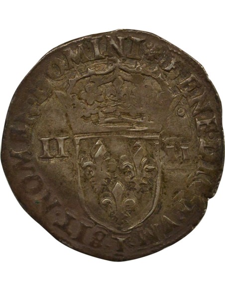 Charles X Cardinal de Bourbon au nom de Charles X 1/4 écu Argent 1594 T Nantes