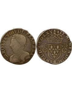 Charles IX 2e Type 1 teston Argent 1565 M Toulouse
