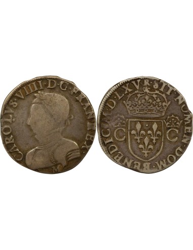 Charles IX 2e Type 1 teston Argent 1565 M Toulouse