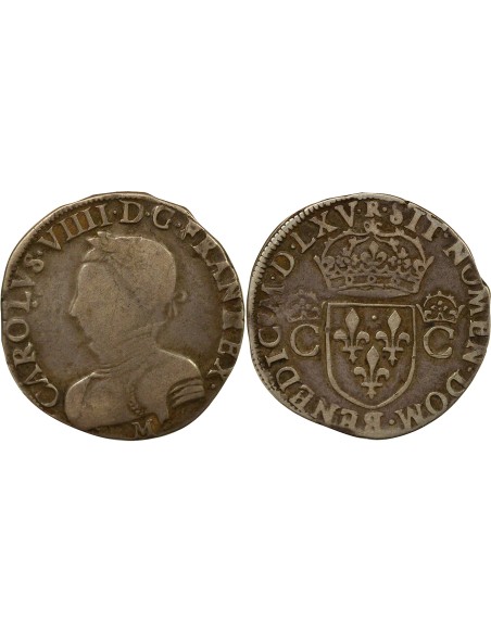 Charles IX 2e Type 1 teston Argent 1565 M Toulouse