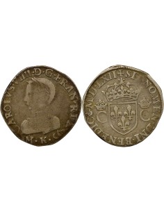 Charles IX 2e Type 1 teston Argent 1562 K Bordeaux